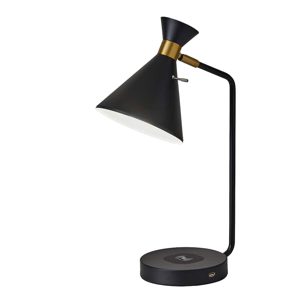 Maxine Matte Black AdessoCharge Desk Lamp