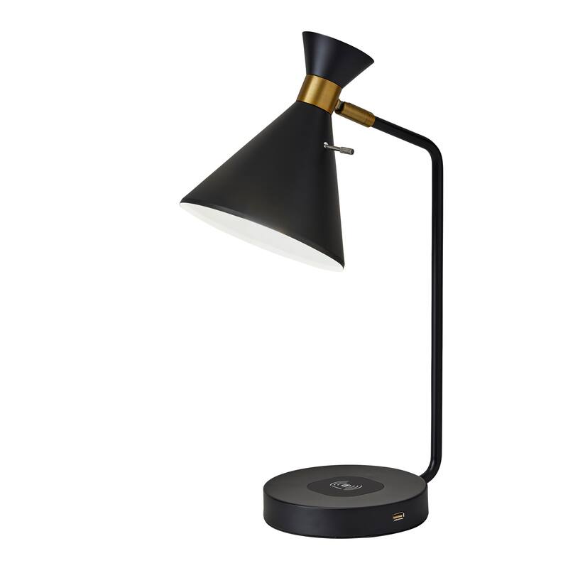Maxine Matte Black AdessoCharge Desk Lamp