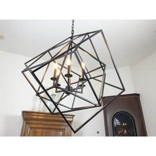 AA Decor 6 Light Chandelier in Black - Chandeliers For Bedrooms by Overstock.com