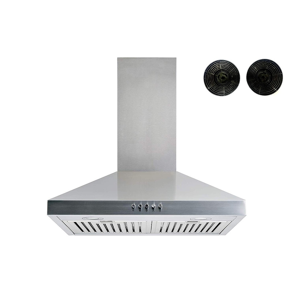Winflo 30-in Convertible Stainless Steel Wall-Mounted Range Hood with Charcoal Filters