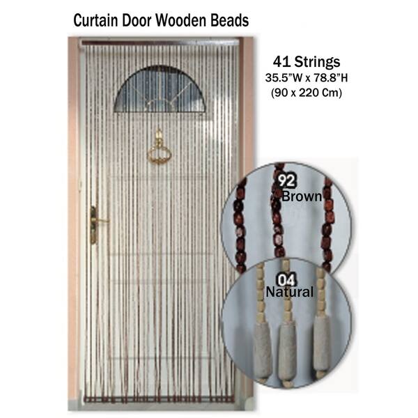Shop Evideco Wooden Beaded Curtain Doorway 41 Strings Brown 86 6 H
