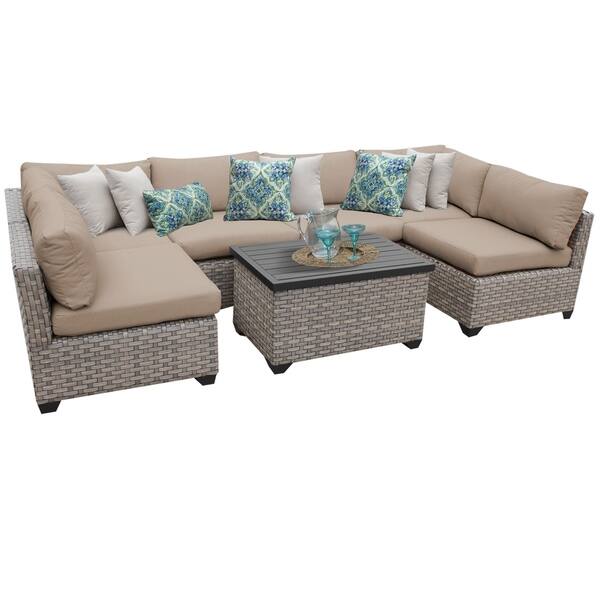 Shop Tk Classics Monterey Summer Fog Beige Resin Wicker Aluminum 7 Piece Outdoor Patio Furniture Set Overstock 22908439