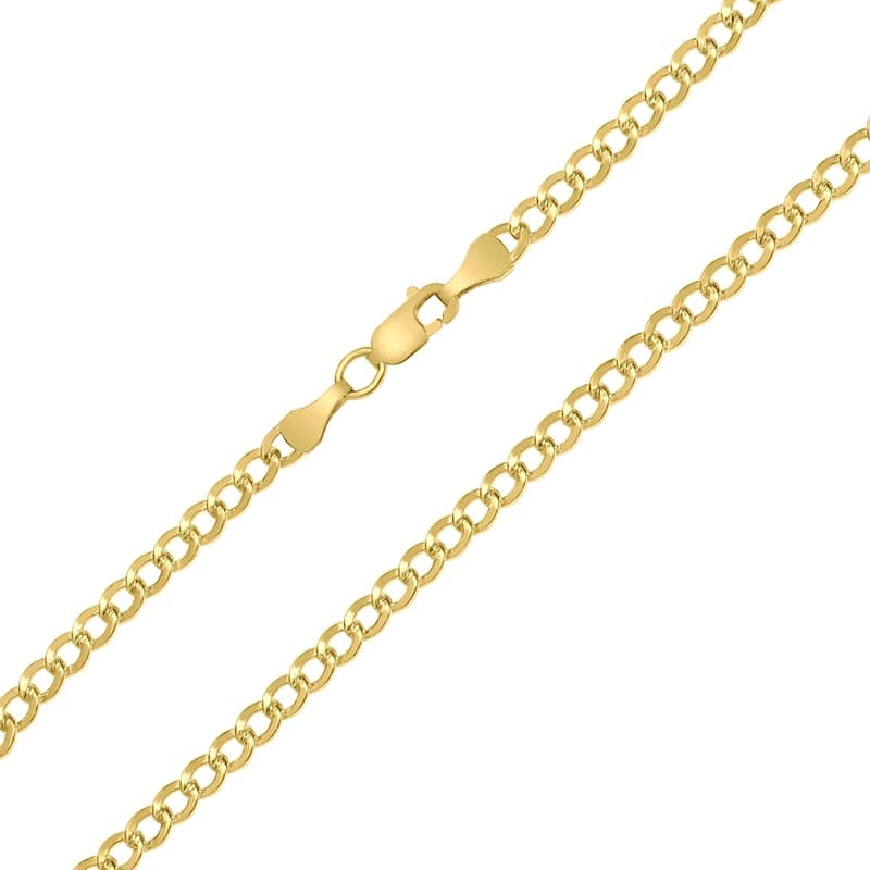 14K Yellow Gold Filled 3.3MM Curb Link Bracelet with Lobster Clasp