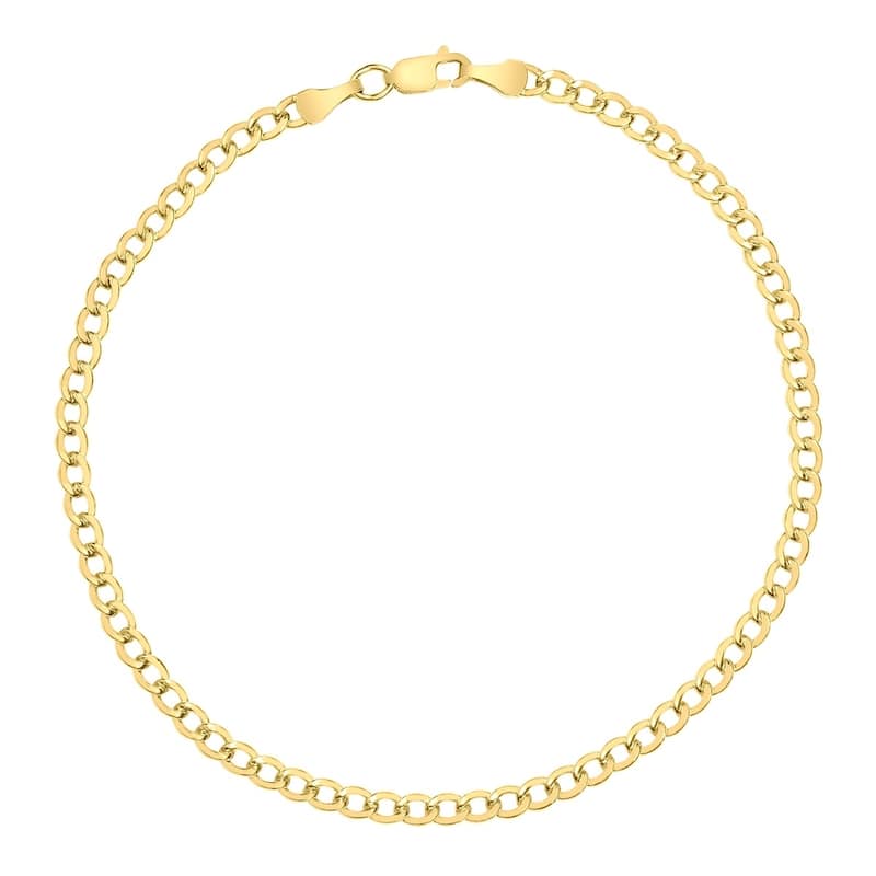 14K Yellow Gold Filled 3.3MM Curb Link Bracelet with Lobster Clasp