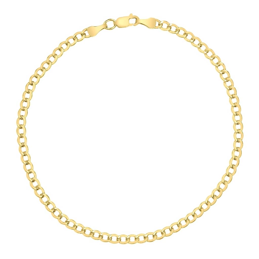 14K Yellow Gold Filled 3.3MM Curb Link Bracelet with Lobster Clasp