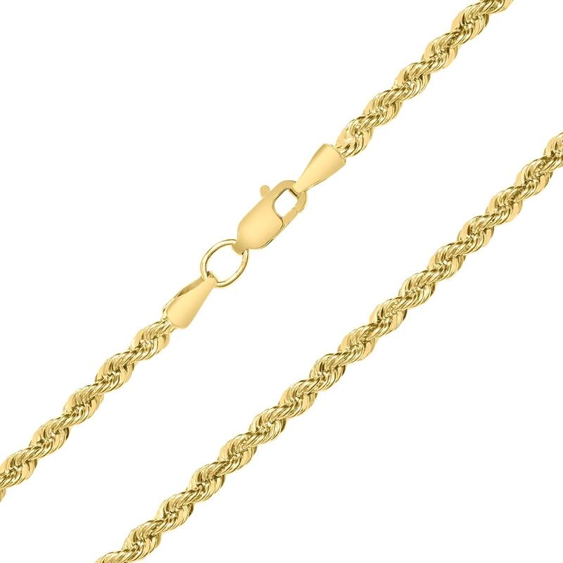 14K Yellow Gold Filled 3.3MM Rope Chain Bracelet with Lobster Clasp