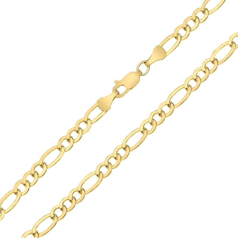 14K Yellow Gold Filled 4.3MM Figaro Bracelet with Lobster Clasp