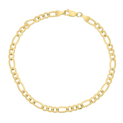 14K Yellow Gold Filled 4.3MM Figaro Bracelet with Lobster Clasp