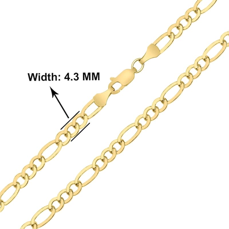 14K Yellow Gold Filled 4.3MM Figaro Bracelet with Lobster Clasp