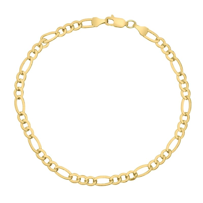 14K Yellow Gold Filled 4.3MM Figaro Bracelet with Lobster Clasp