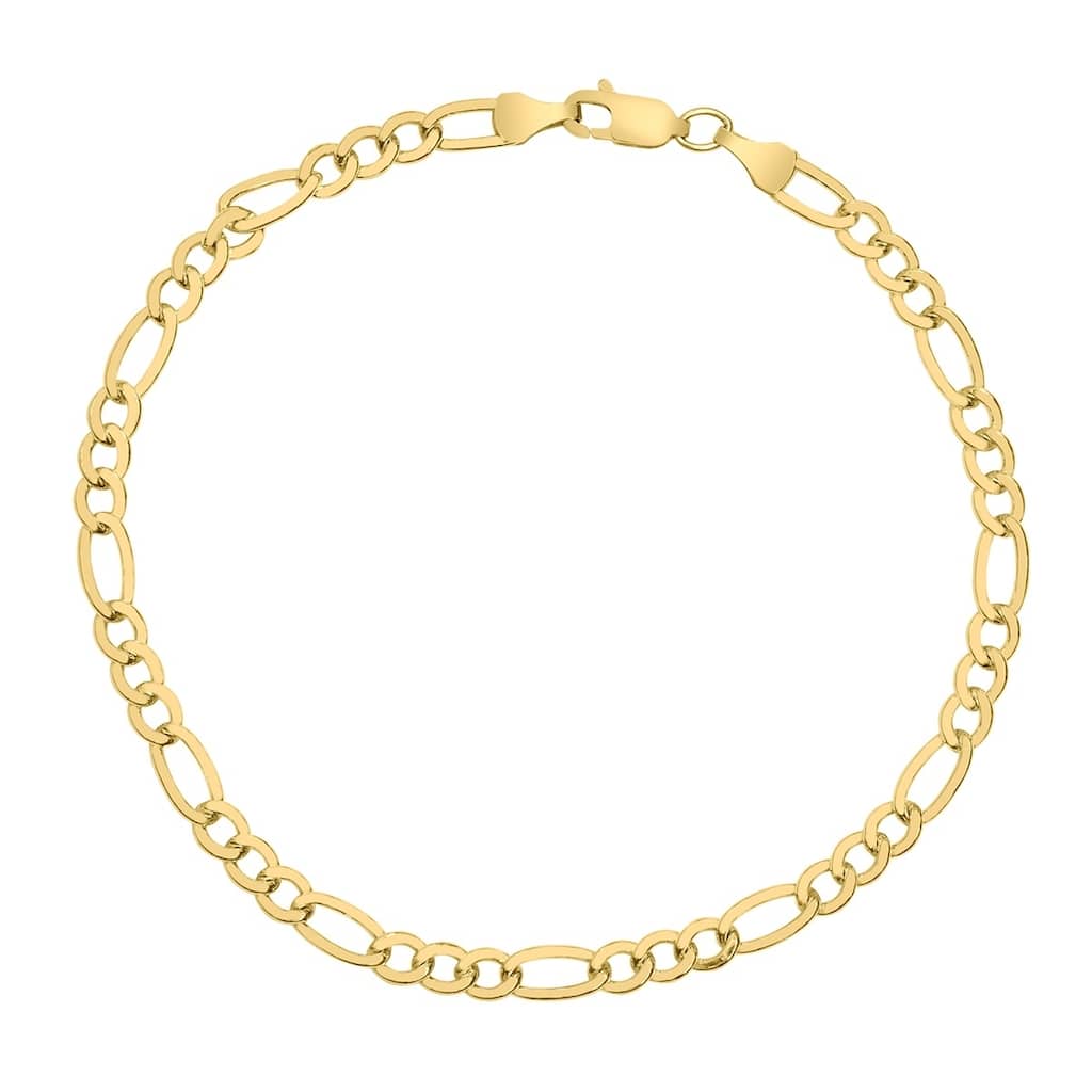 14K Yellow Gold Filled 4.3MM Figaro Bracelet with Lobster Clasp