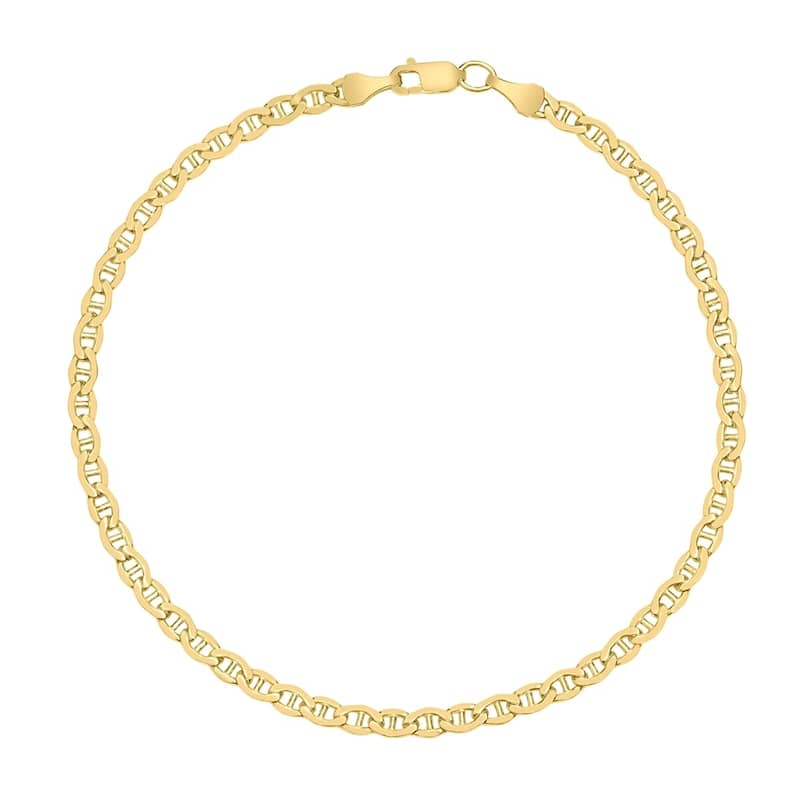 14K Yellow Gold Filled 3.2MM Mariner Link Chain Bracelet with Lobster Clasp