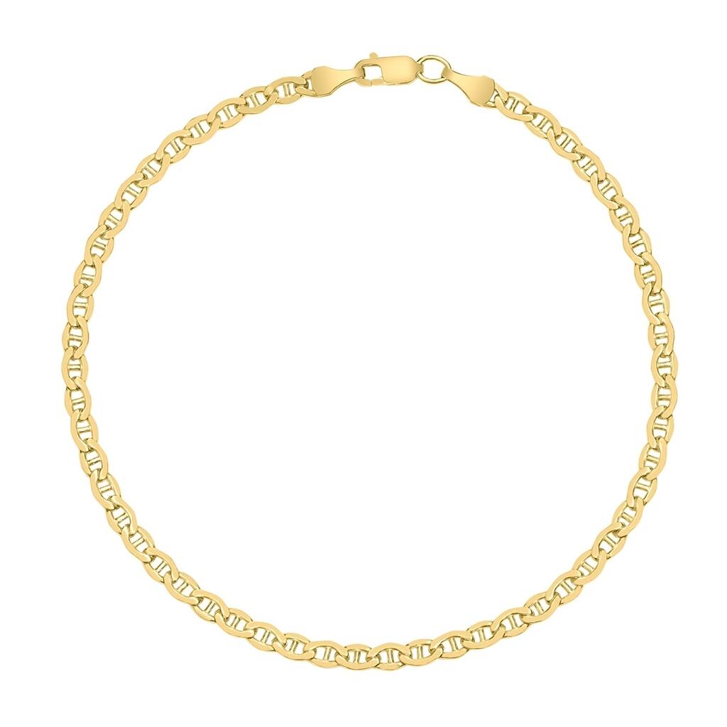 14K Yellow Gold Filled 3.2MM Mariner Link Chain Bracelet with Lobster Clasp