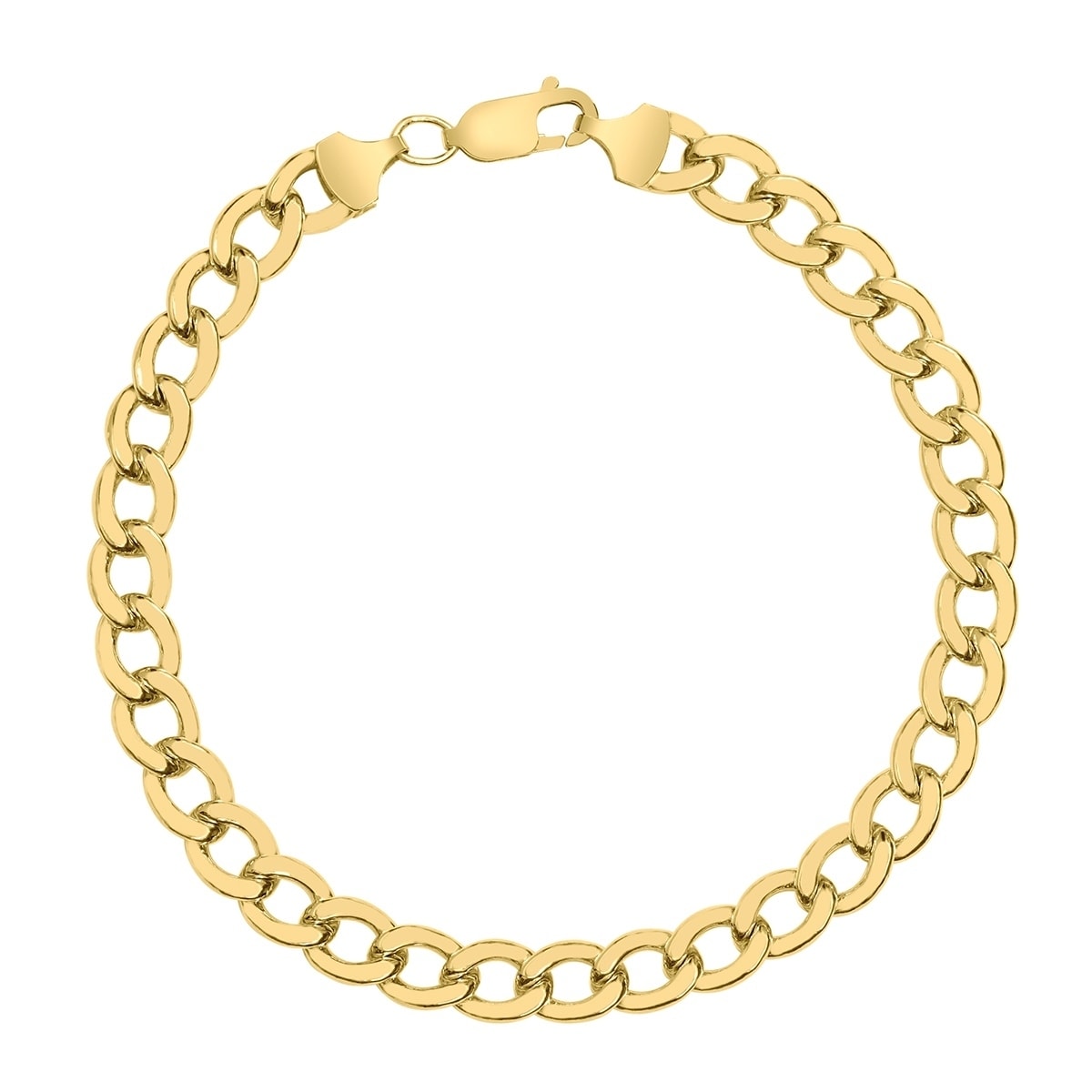 14K Yellow Gold Filled 7.4MM Curb Link Bracelet with Lobster Clasp