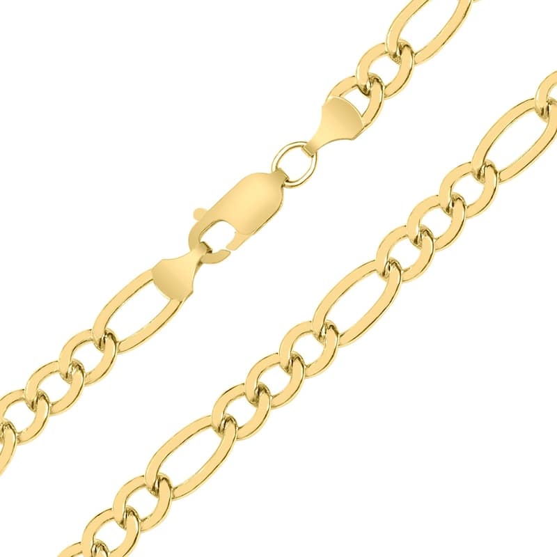 14K Yellow Gold Filled 6MM Figaro Bracelet with Lobster Clasp