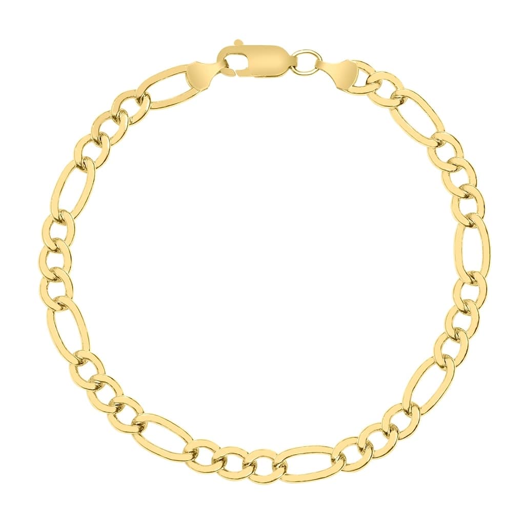 14K Yellow Gold Filled 6MM Figaro Bracelet with Lobster Clasp