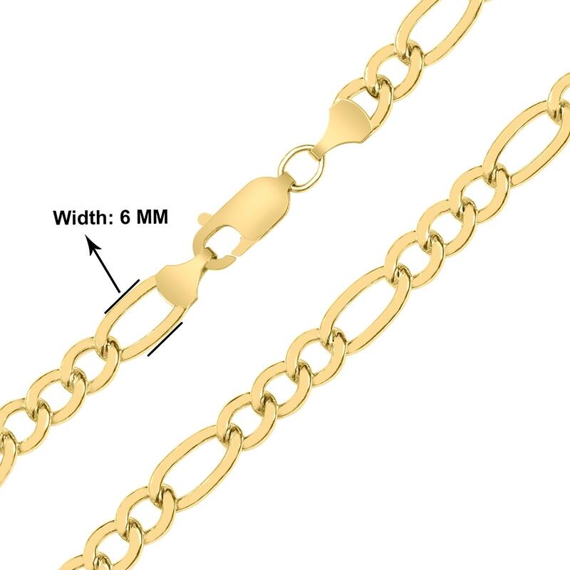 14K Yellow Gold Filled 6MM Figaro Bracelet with Lobster Clasp