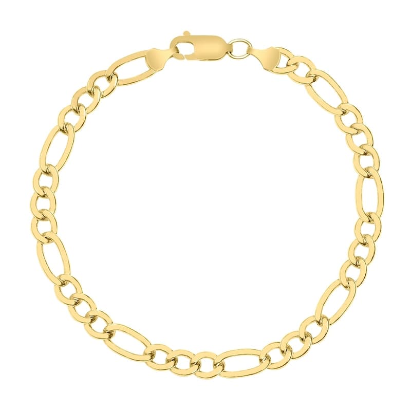 14K Yellow Gold Filled 6MM Figaro Bracelet with Lobster Clasp