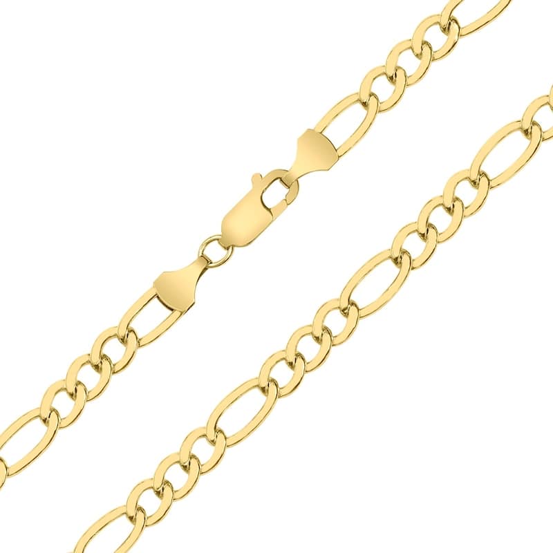 14K Yellow Gold Filled 5.2MM Figaro Bracelet with Lobster Clasp