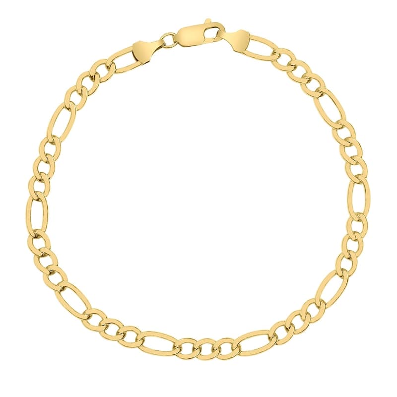 14K Yellow Gold Filled 5.2MM Figaro Bracelet with Lobster Clasp