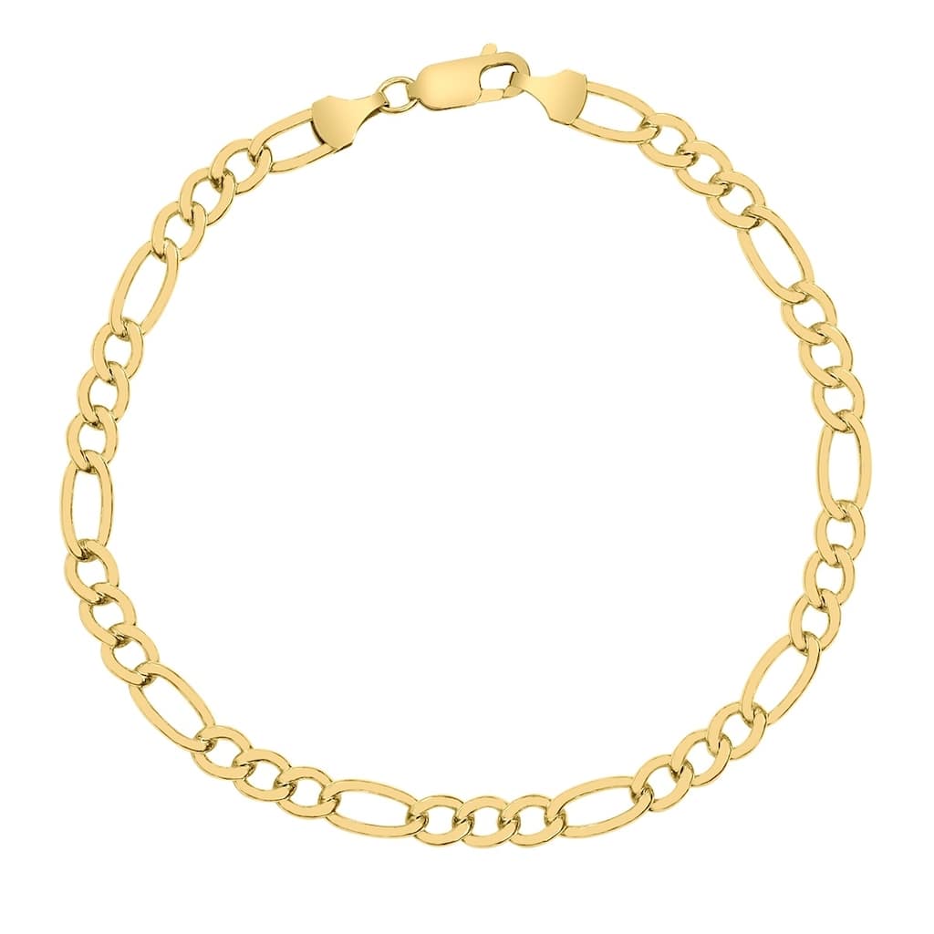 14K Yellow Gold Filled 5.2MM Figaro Bracelet with Lobster Clasp