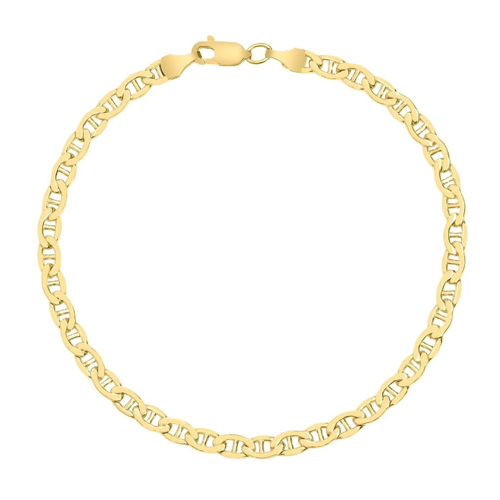 14K Yellow Gold Filled 4.2MM Mariner Link Chain Bracelet with Lobster Clasp