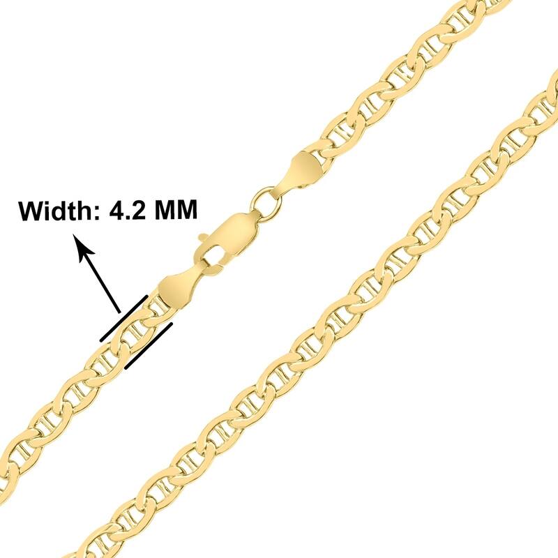14K Yellow Gold Filled 4.2MM Mariner Link Chain Bracelet with Lobster Clasp
