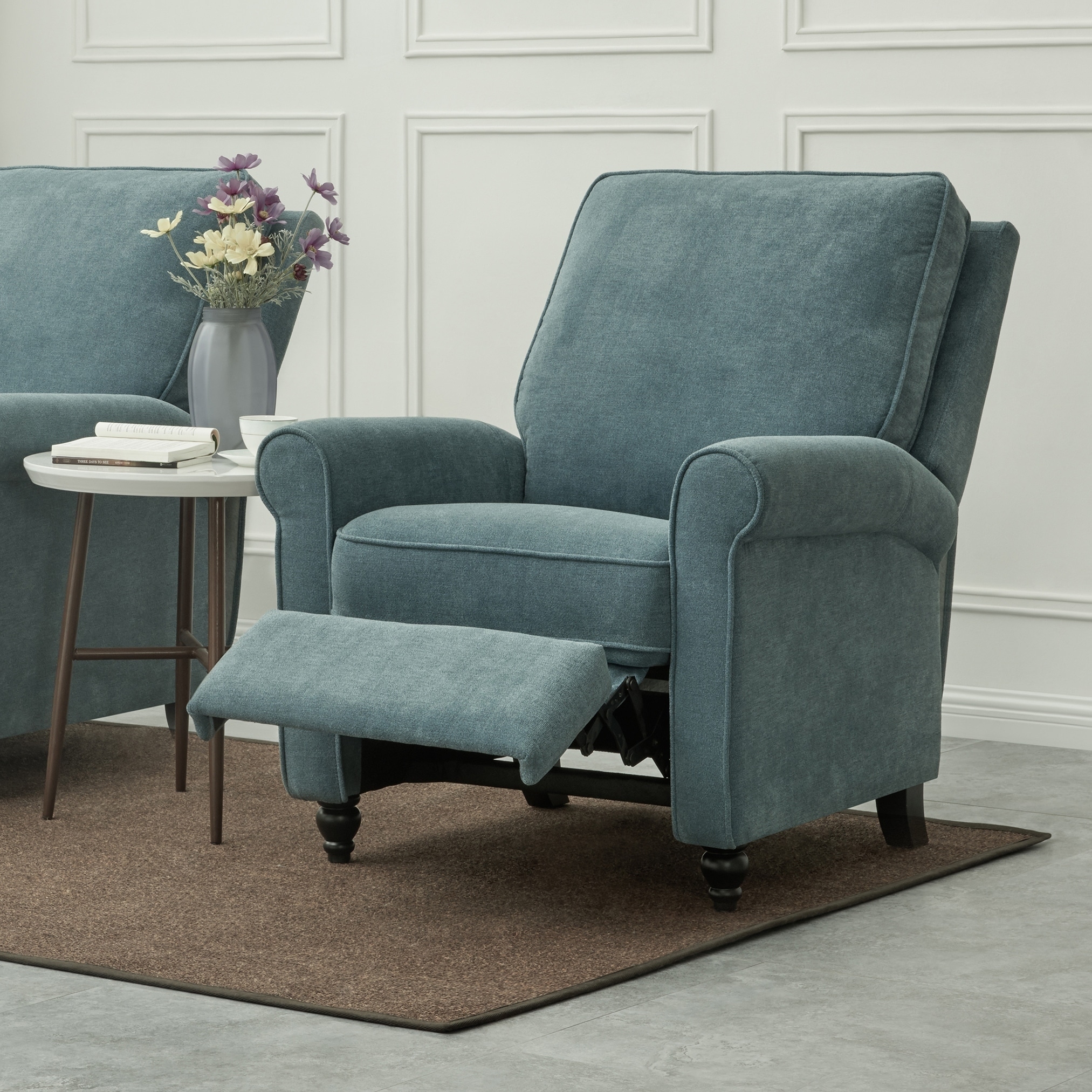 ProLounger Medium Blue Chenille Push Back Recliner Chair Medium Blue