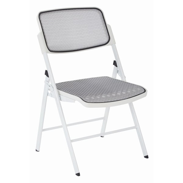 slide 2 of 7, Deluxe Mesh Seat and Back Folding Chair with White Finish Frame (Set of 2)