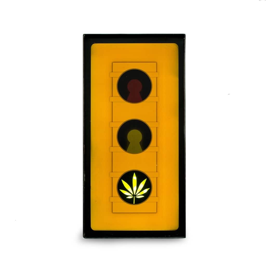 "Leaf Traffic Light" Sign, Lighted