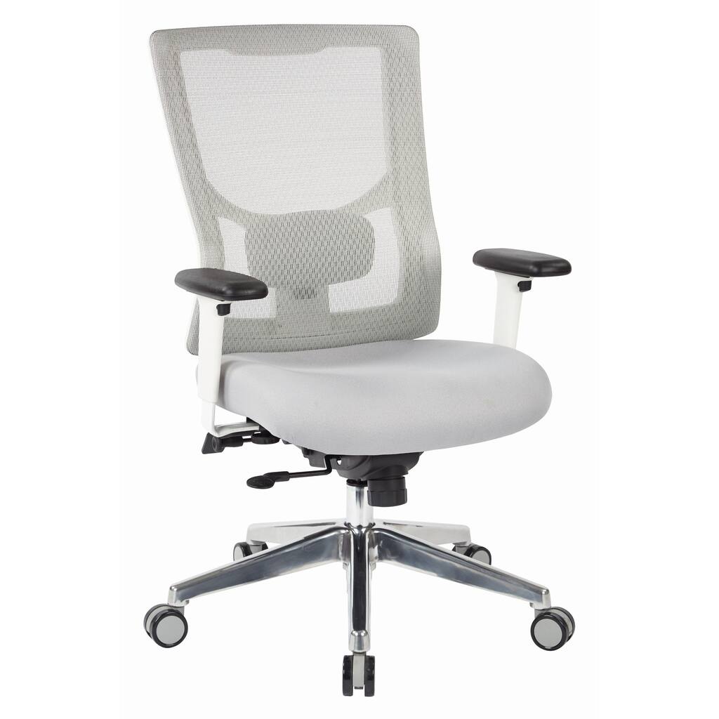 Pro Line White Mesh High-Back Office Chair with Seat Slider and Adjustable Arms