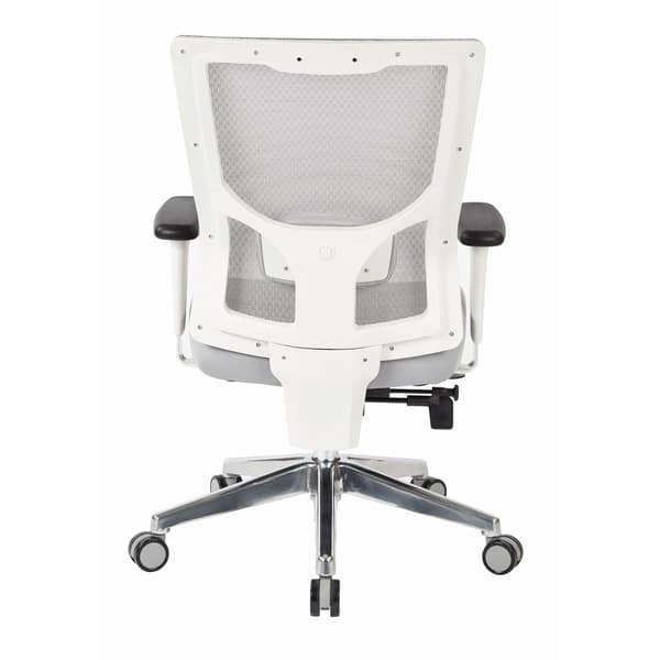 Ratchet Back Deluxe 2-to-1 Synchro Tilt Control Slider with Jade Fabric Seat Proline II ProGrid White Mesh High Manager's Office Chair with 2-Way Adjustable Arms 