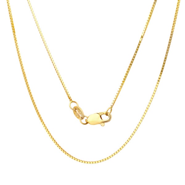 IcedTime Real 18K Yellow Gold 0.6 mm Wide Classic Box Chain 20 Inch Long