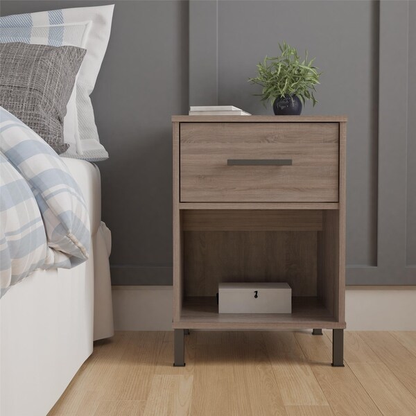 Shop Avenue Greene Harvest Point Distressed Gray Oak Nightstand Overstock 22919152