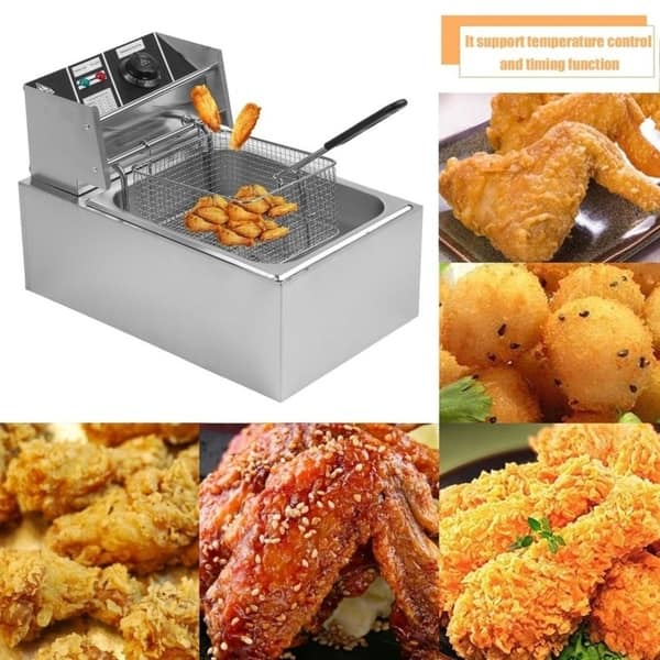 10L 2.5KW Countertop Stainless Steel Single Container Tank Electric Deep Fryer Bed Bath
