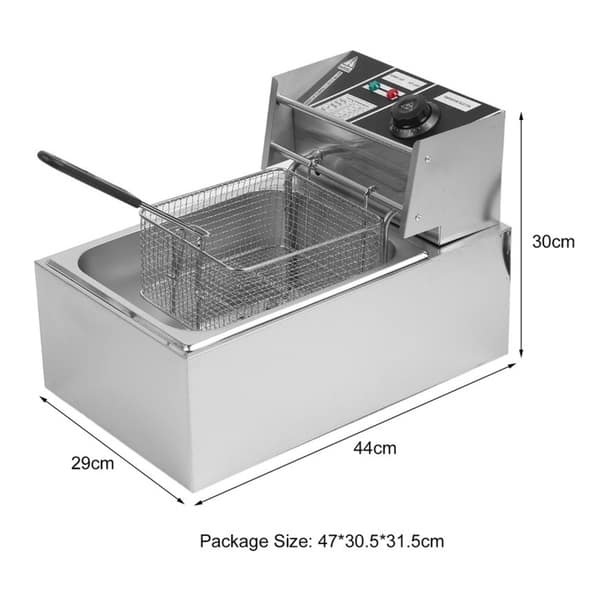 10L 2.5KW Countertop Stainless Steel Single Container Tank Electric Deep Fryer Bed Bath