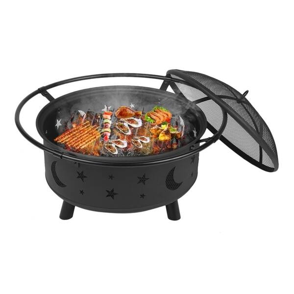 Outdoor Wood Burning Heater Steel Bowl Fire Pit Firepit BBQ Stove Star