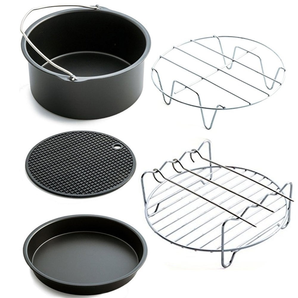 Air Frying Pan Accessories 5pcs Fryer Baking Basket Pizza Plate Grill Pot  Mat - Bed Bath & Beyond - 22920290