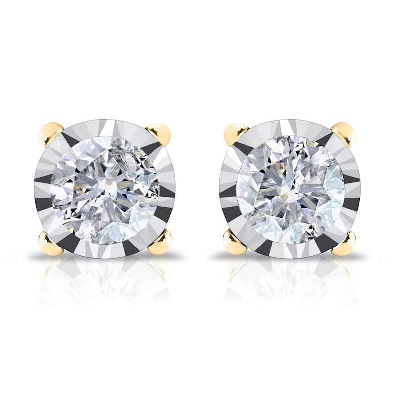 Auriya 14k Gold 3/8ct TDW Round Diamond Stud Earrings
