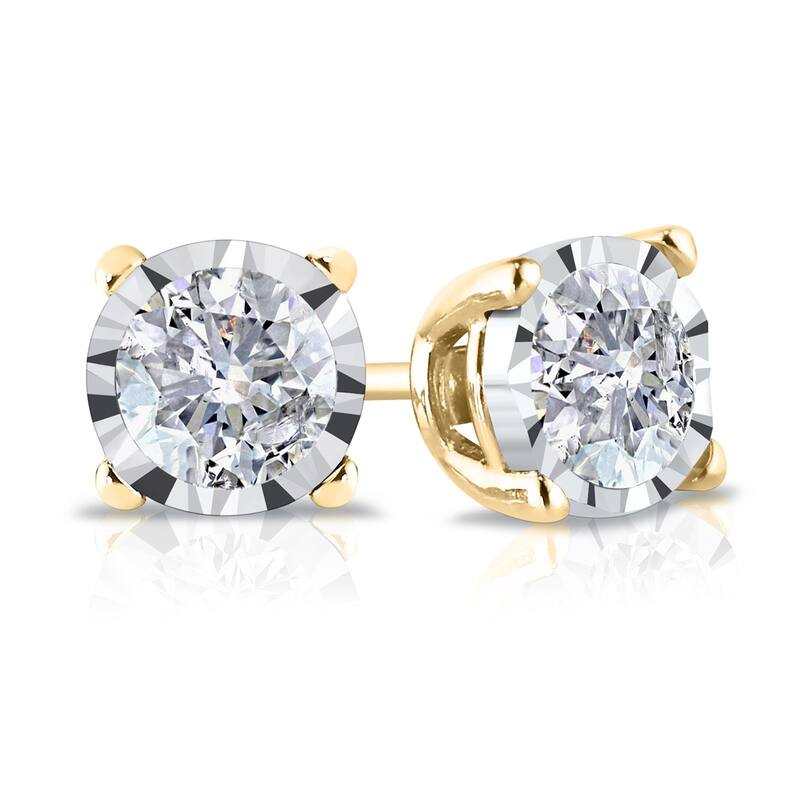 Auriya 14k Gold 3/8ct TDW Round Diamond Stud Earrings