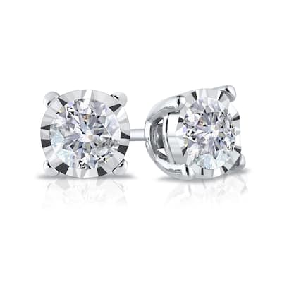 Auriya 14k Gold 1/5ct TDW Round Diamond Stud Earrings