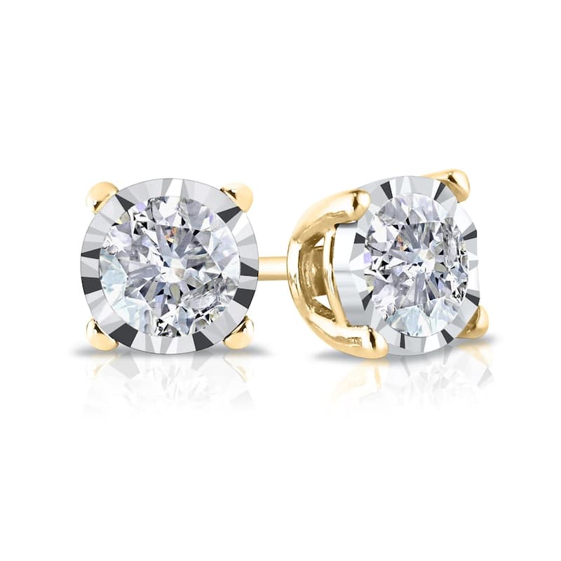 Auriya 14k Gold 1/6ct TDW Round Diamond Stud Earrings (G-H, I2-I3)