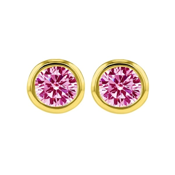14k Yellow Gold 4 mm Bezel-set Cubic Zirconia Birthstone Stud Earrings