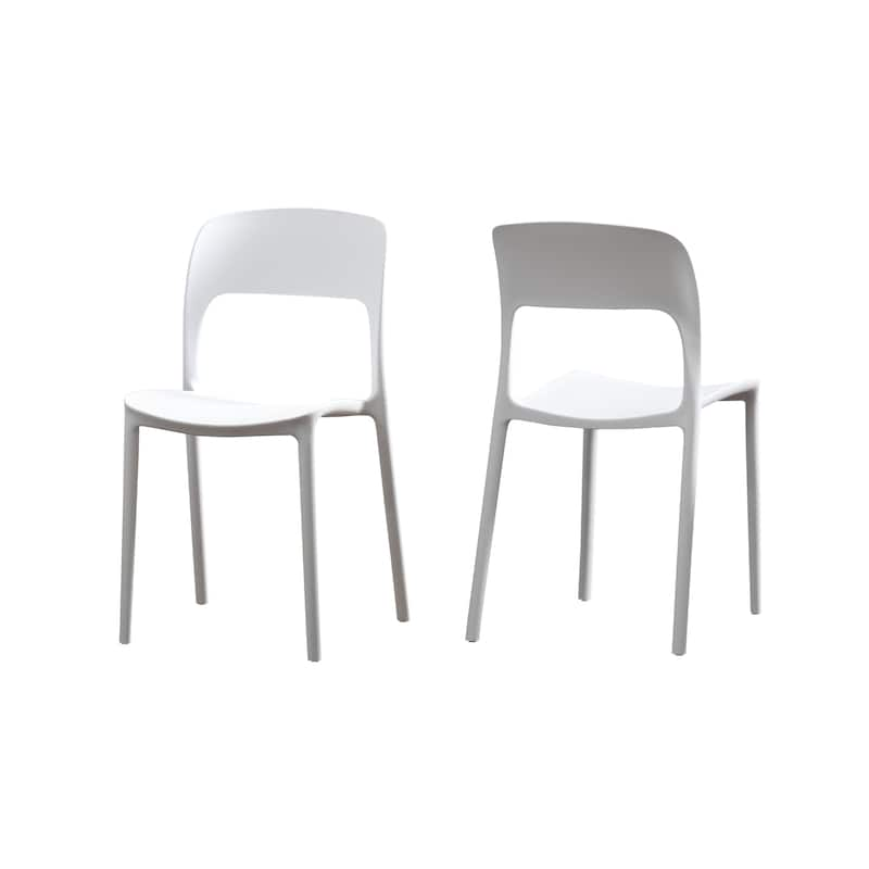 Kipford Indoor Plastic Chair (Set of 2) by Christopher Knight Home - White