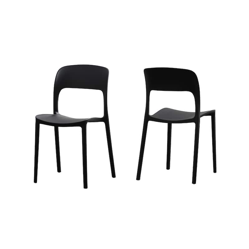 Kipford Indoor Plastic Chair (Set of 2) by Christopher Knight Home - Black