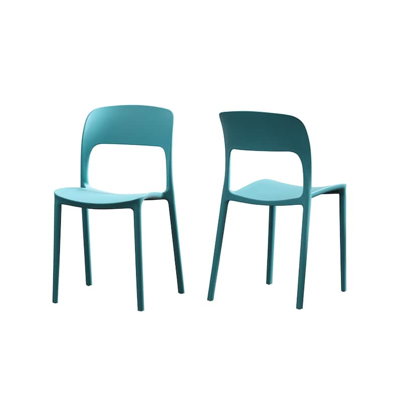 Kipford Indoor Plastic Chair (Set of 2) by Christopher Knight Home - Teal