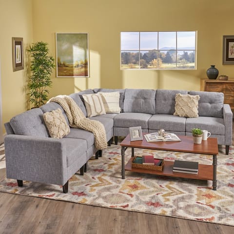 Delilah Mid-century 7-pc. Extended Sectional Sofa Set by Christopher Knight Home
