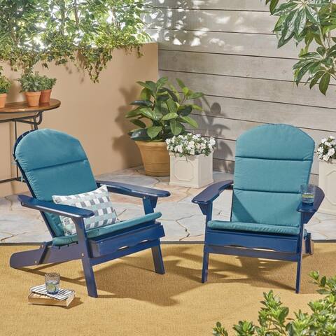 Malibu Outdoor Acacia Wood Folding Adirondack Chairs with Cushions (Set of 2) by Christopher Knight Home