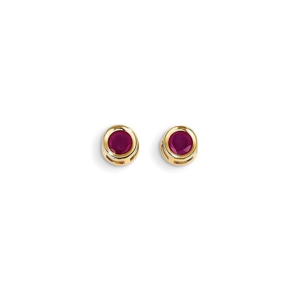 Shop Curata 14k Yellow Gold 5mm Round Genuine Ruby Stud Earrings