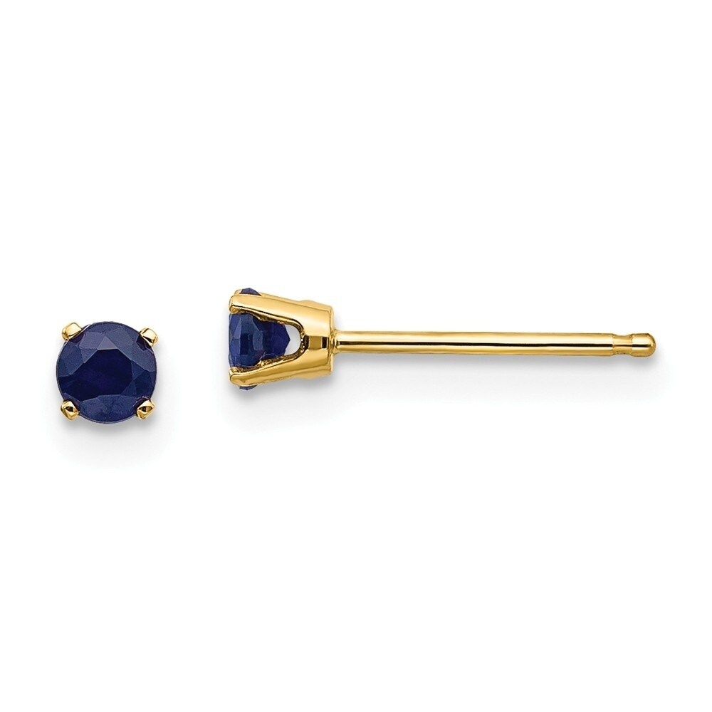 14K Solid Yellow Gold 5mm Round Birthstone Stud Earrings with Push Back
